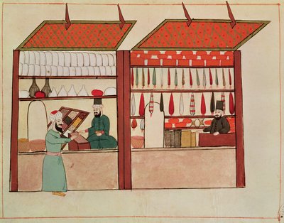 A Shop Selling Different Merchandise, c.1580 by Islamic School